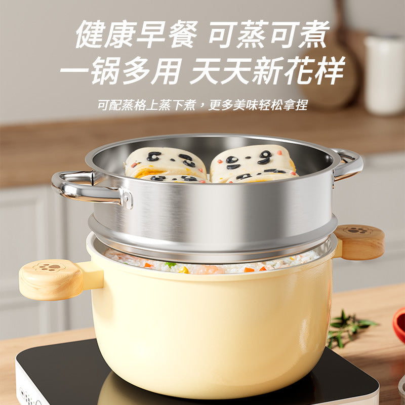 New cat paw ceramic glazed soup pot - multifunctional steamer and cooker combo - universal for home use - compatible with all stovetops - flat bottom non-stick