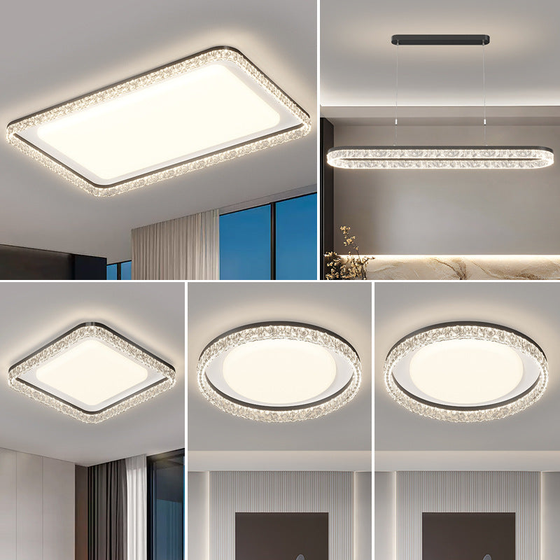 Living room light ceiling light Italian light luxury atmosphere household rectangular ultra-thin eye protection hall light whole house lighting package