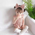 Infant summerk-style baby girl small plaid flying sleeves triangular bag butt shirt newborn haha wear headband