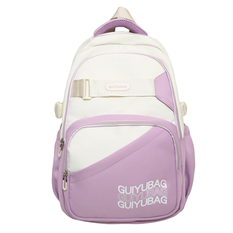 School bag male junior high school student high school student large capacity lightweight backpack simple texture backpack student school bag nylon