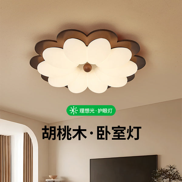 [Strict selection] Solid wood bedroom ceiling lamp, living room lamp, retro medieval style walnut color book, room lamp, eye protection lamp
