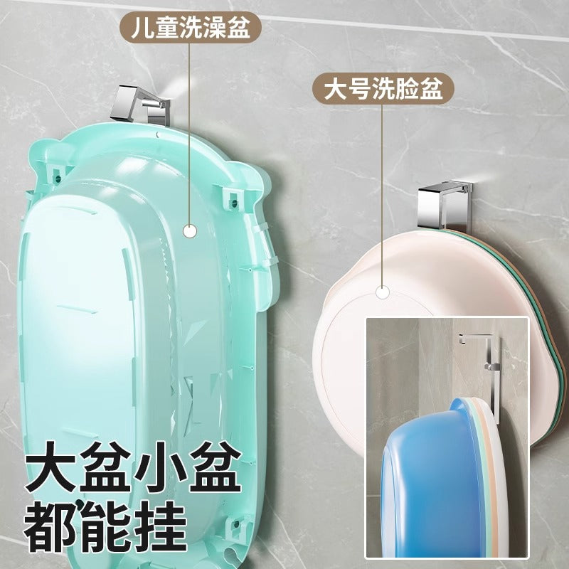 Stainless steel washbasin hook non-punching bathroom basin storage rack toilet shelf bath basin hanging basin artifact