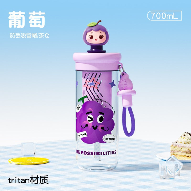 New tritan baby-grade high-temperature resistant plastic cup - student water bottle, portable and shatterproof fruit tea cup for summer school