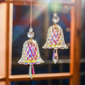 Glass wind chime transparent rainbow crystal wind chime window hanging ornament bell glass pendant sun catcher christmas decoration