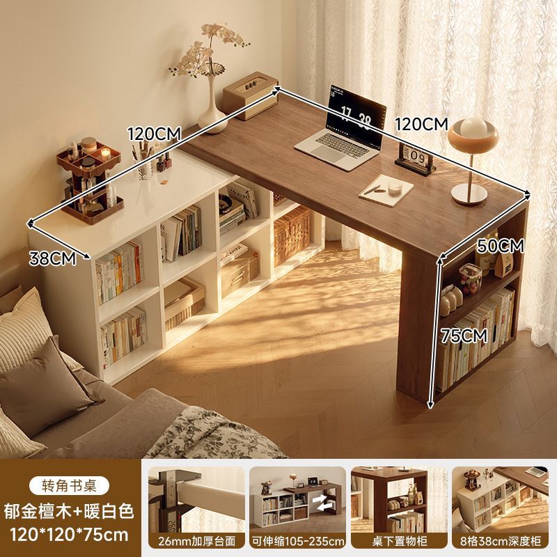 Corner desk bookshelf bookcase all-in-one table bedroom home extendable vanity corner computer desk office desk