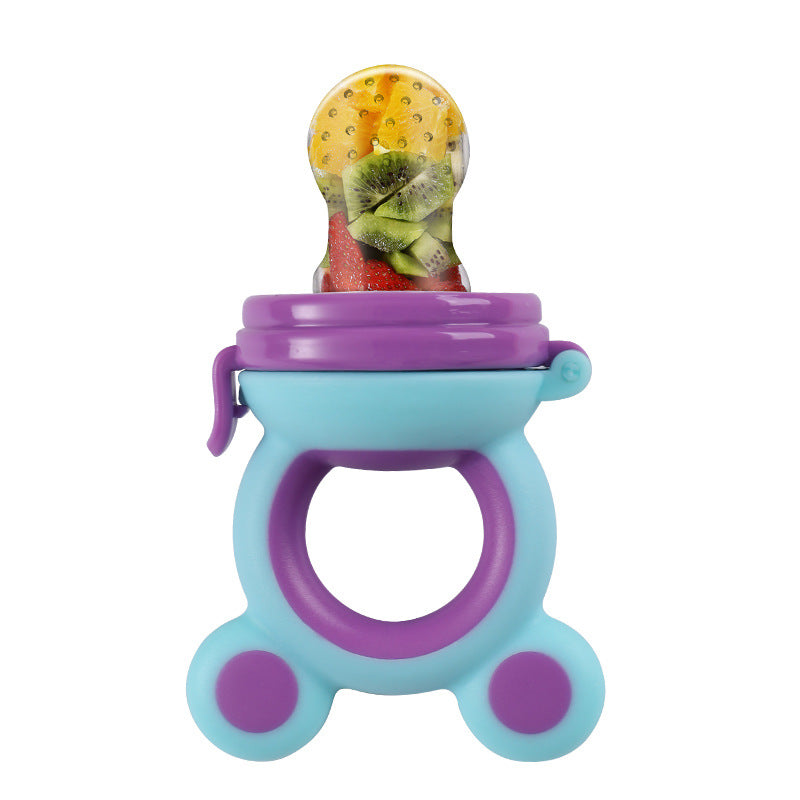 English card pack, infant fruit and vegetable music silicone bite music baby nutrition fruit and vegetable mesh bag complementary food feeder