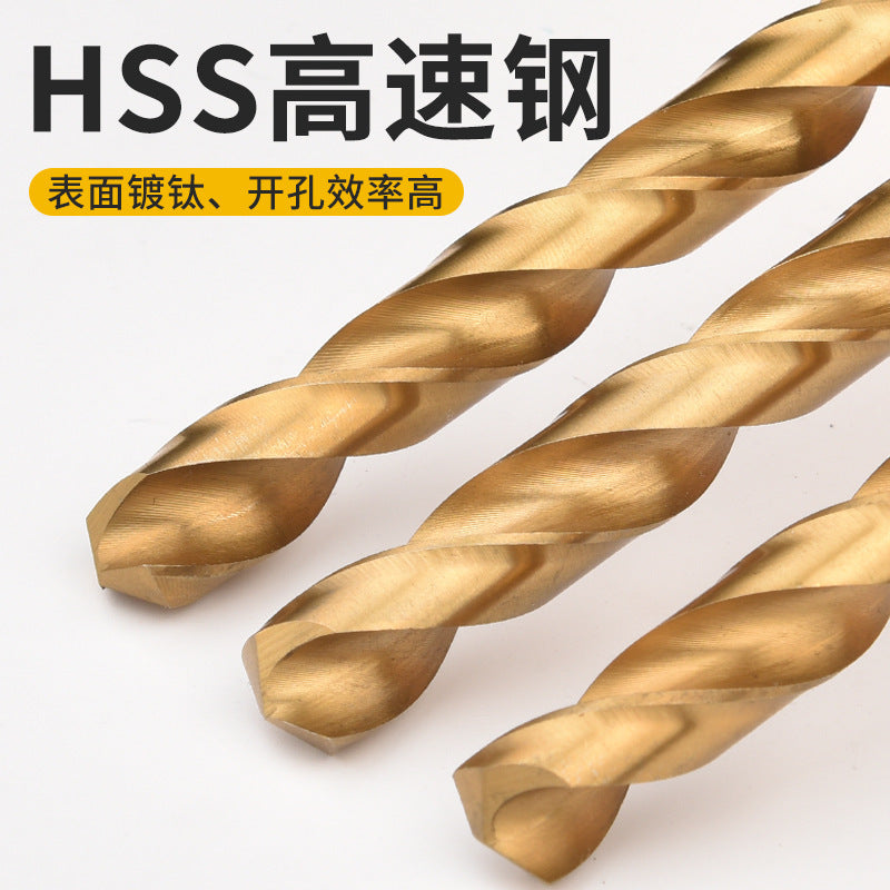 Hexagonal shank titanium-plated cable stitch drill bit straight shank high-speed steel fully ground stainless steel metal special hole opener drill bit