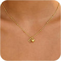 new fashion light luxury style 26 letter heart necklace, 14k gold plated minimalist versatile women's necklace