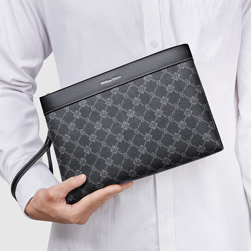 Emperor Paul Handbag Men's Premium Handbag Men's Soft Large Capacity Business Casual PVC Envelope Bag Men's