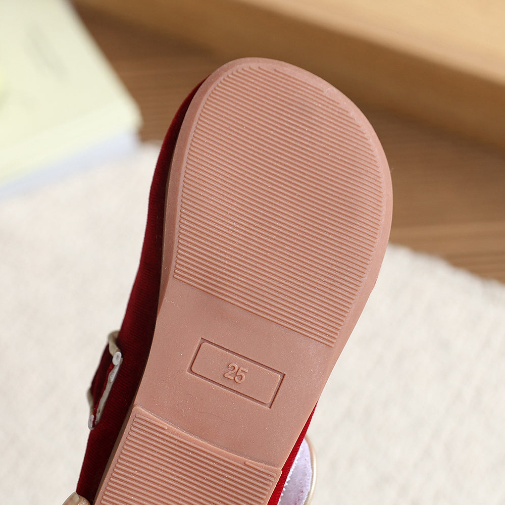 Vancahao girls' velvet princess shoes, new spring  collection: simple, soft-soled first walker shoes, grandmother shoes, and single shoes for children