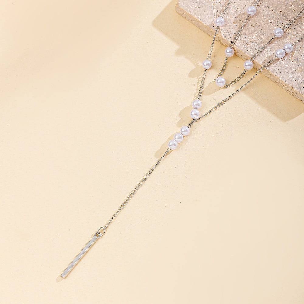 Customized necklace pearl jewelry versatile sweater chain niche light luxury high-end clavicle chain women's accessories pendant