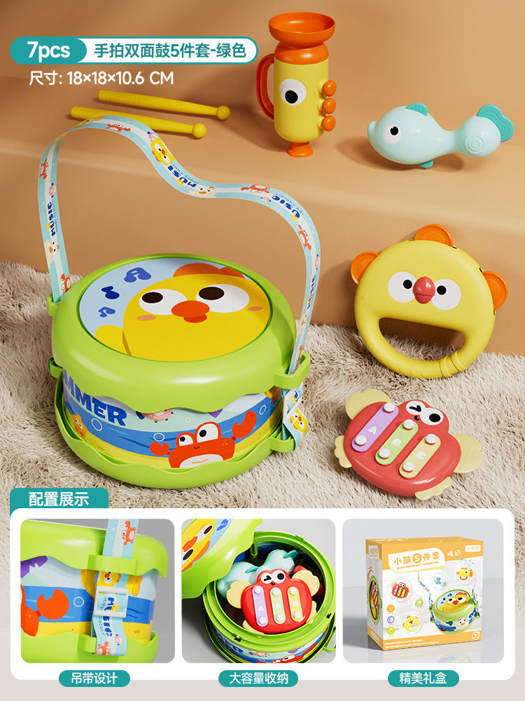 Baby early education educational double-sided hand drum kids percussion instrument hand tambourine beat baby drum pat drum trumpet