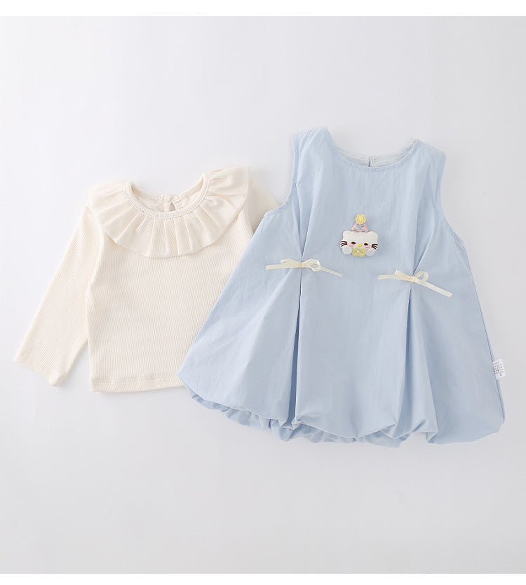 Girls' tulip dress - new summer collection: long-sleeved, sweet two-piece outfit for toddler girls, perfect for first birthday parties and summer wear