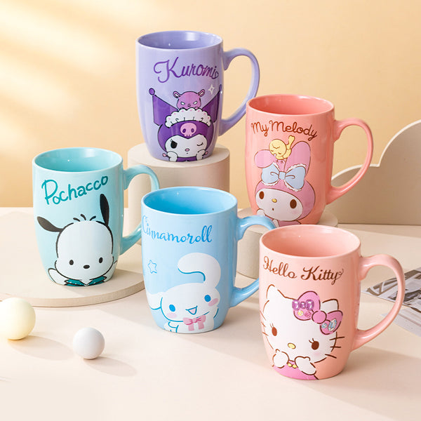 Sanrio ceramic mug, large-capacity Kulomie Guhua cup, water cup, couple cup, high-value cup, wholesale delivery.