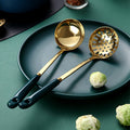 Household large soup spoon long handle hot pot colander set stainless steel popular scandinavianaccessible luxury style emerald spoon