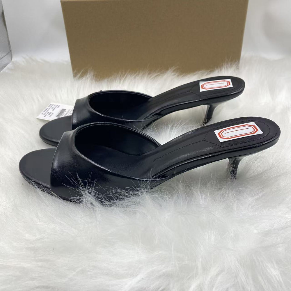 Za summer 2025 french minimalist flip-flops for women, new 2025 summer collection with unique heel and mid-heel design