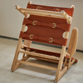 Hunting chair solid wood single sofa chair designer saddle leather casual chair living room retro chair balcony back chair