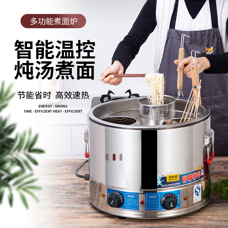 Commercial electric hot pot, canteen noodle pot, large-capacity soup pot with steaming sheet, steamed bun oven with powder fence, spicy hot pot