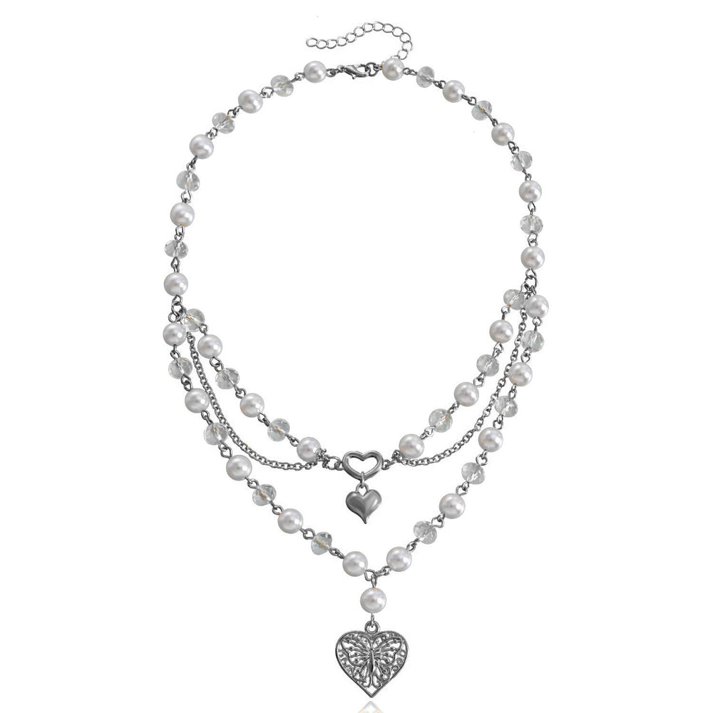 Pearl sweater chain wholesale european and american cross-border cross necklace punk multi-layered wearing light luxury niche clavicle chain for women