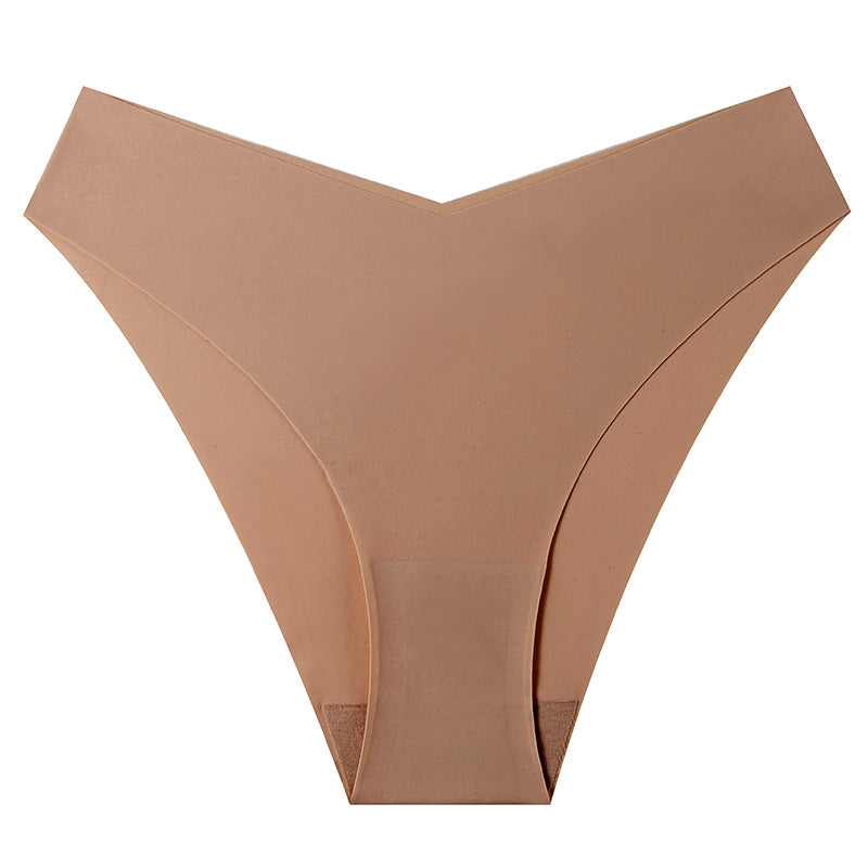 Fashion cross-border multi-color ice silk v-shaped seamless ice silk women's low-waist briefs breathable quick-drying sports underwear for women