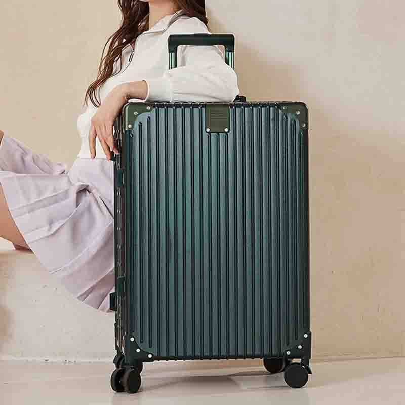 New trolley case wholesale 24-inch aluminum frame universal wheel suitcase women's suitcase 20-inch password boarding case leather case