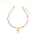 European and american cross-border baroque imitation pearl necklace for women, niche light luxury high-end diamond-encrusted cross pendant choker