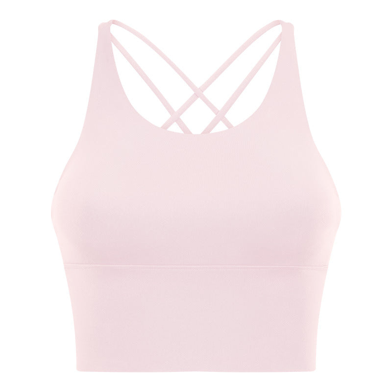 New arrival thin shoulder strap cross back sports intimates women's new arrivalsexybackless fitness yoga bra d19095
