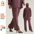 new women's loose fit active pants - elastic waistband, slimming straight leg, everyday running & fitness long pants