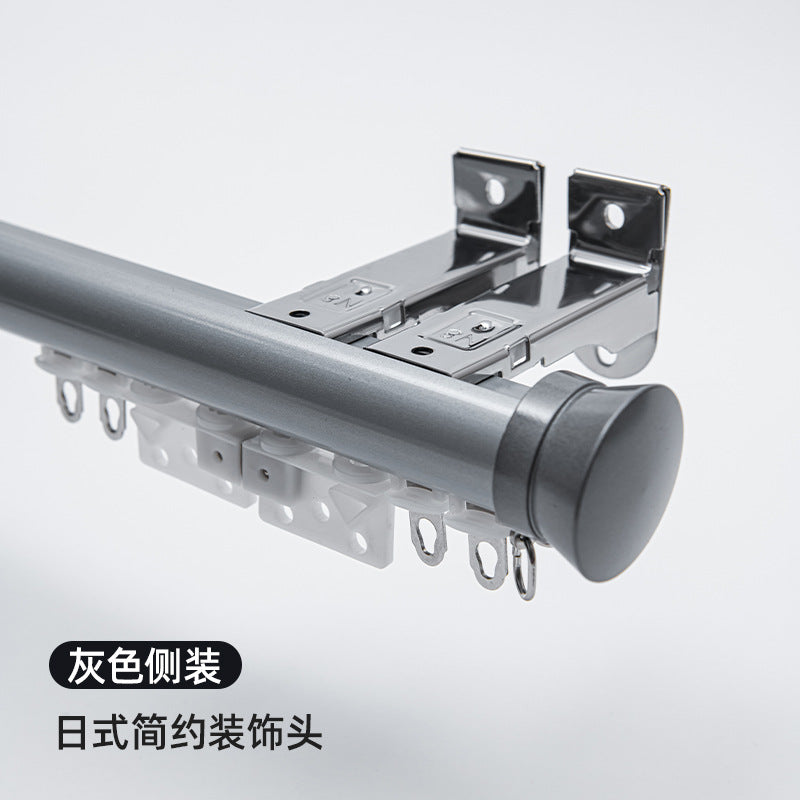 Aluminum alloy curtain rod roman rod track side-mounted single pole double pole thickened top-mounted scandinaviancasual black small bay window