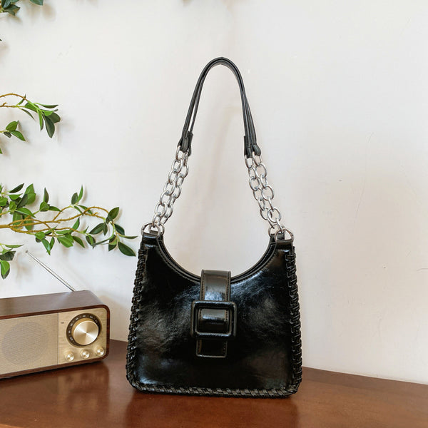 Premium contrasting color women's bag 2025 winter new versatile large-capacity commuter tote bag fashionable portable shoulder bag