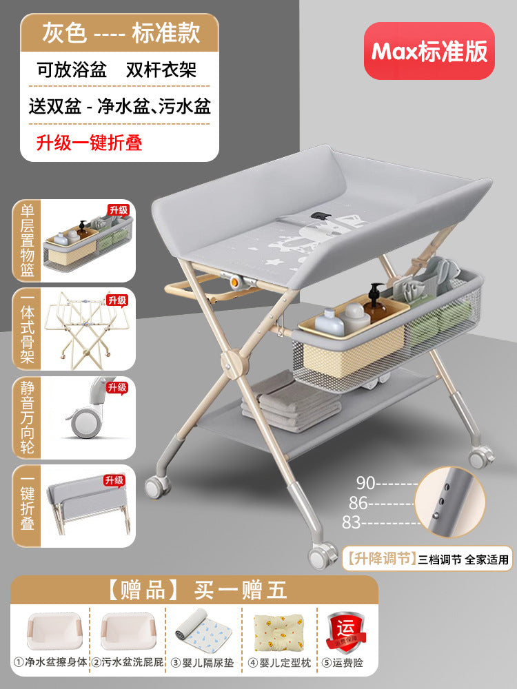 Changing table - multifunctional foldable baby care station for diaper changing, massage, bathing, and newborn care