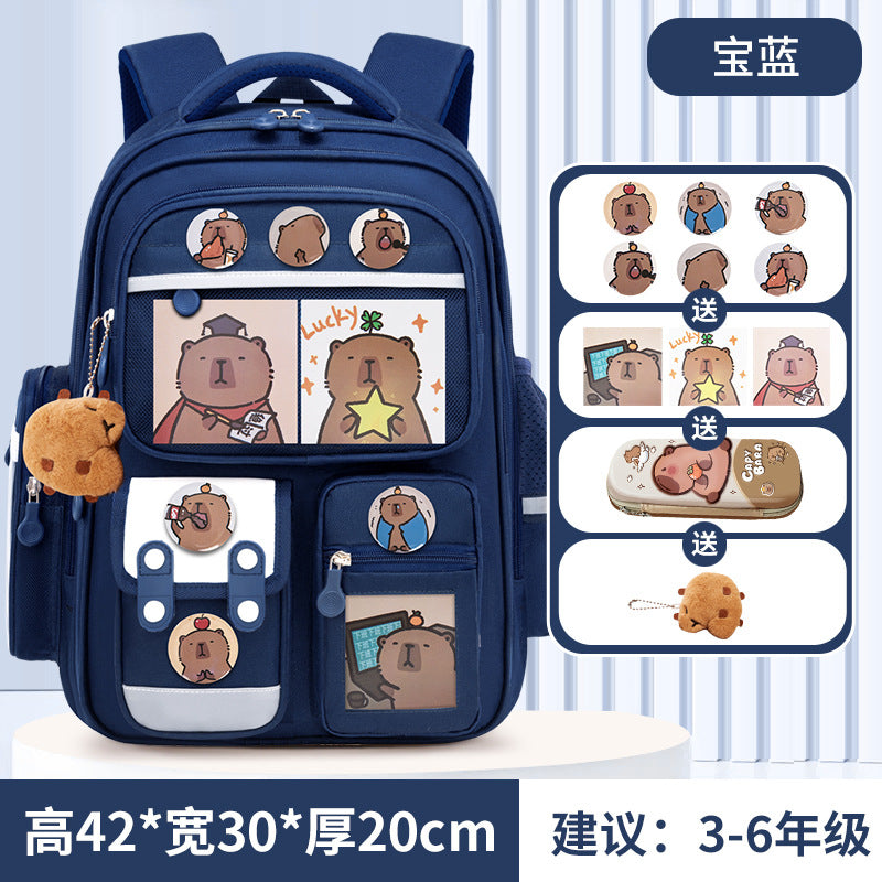 Kapibara new primary school bag, men's and women's 1-3-6 grades, light spine protection, large-capacity children's backpack