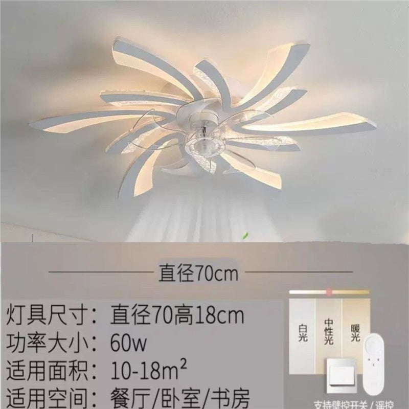 Ceiling lamp with fan new arrivalcasual restaurant lamp modern smart electric fan branch special-shaped fan lamp
