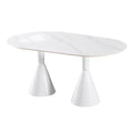 Rock slab dining table french cream style internet celebrity dining table manufacturer personalized simple small apartment rental house holy grail table