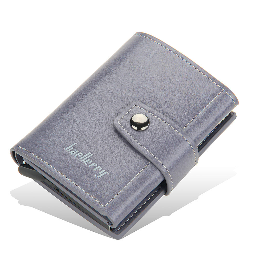Baellerry's new men's card bag, European and American RFID aluminum box, elastic card, multi-card anti-magnetic buckle card cover wallet