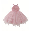 girls' dress irregular hem sleeveless halter neck 3d embroidered dance costume kids princess dress - in stock