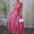 C8586   new short-sleeve tie-up top and wide-leg pants plus size two-piece set - cross-border e-commerce outfit