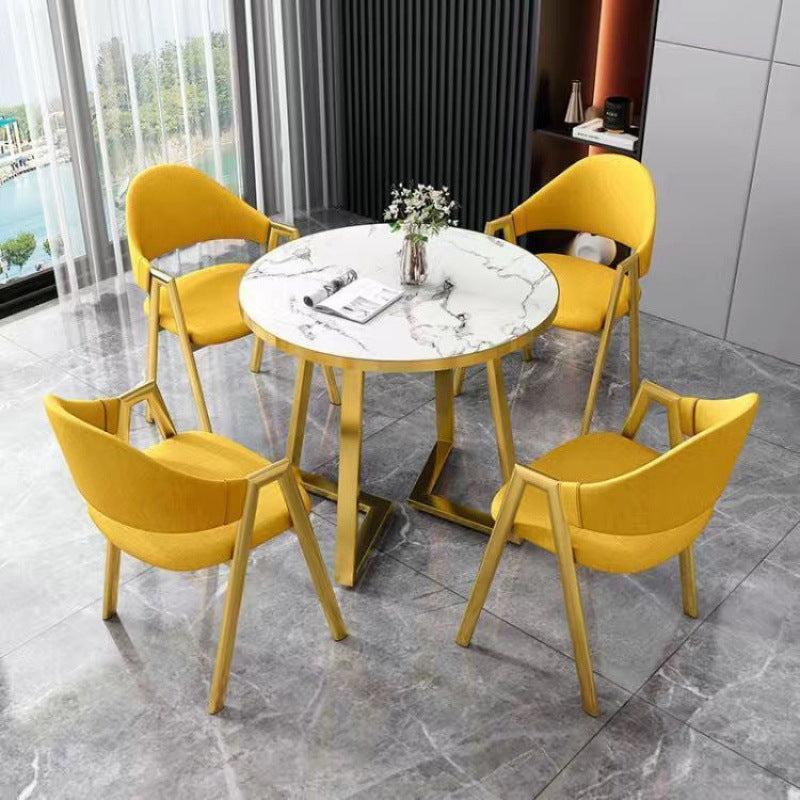 Nordic light luxury negotiation table and chair set - modern minimalist coffee shop/milk tea shop small round table for sales centers and casual reception areas
