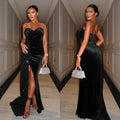 C6712 cross-border   fashion women's sexy sequin patchwork wrap dress