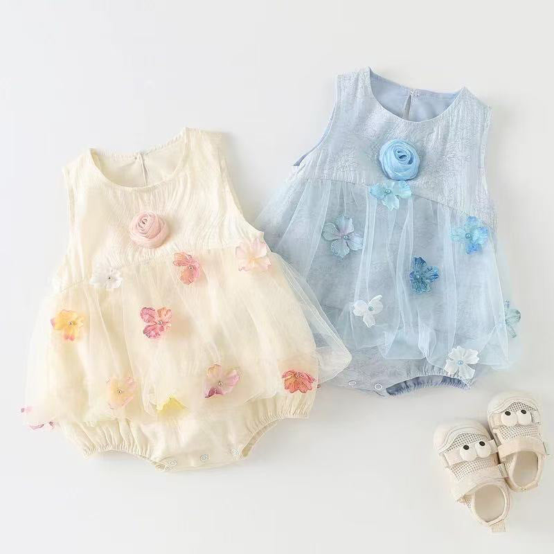 Baby full month, 100-day celebration, first birthday red dress, princess style, summer lightweight romper dress, stylish outfit for young female babies