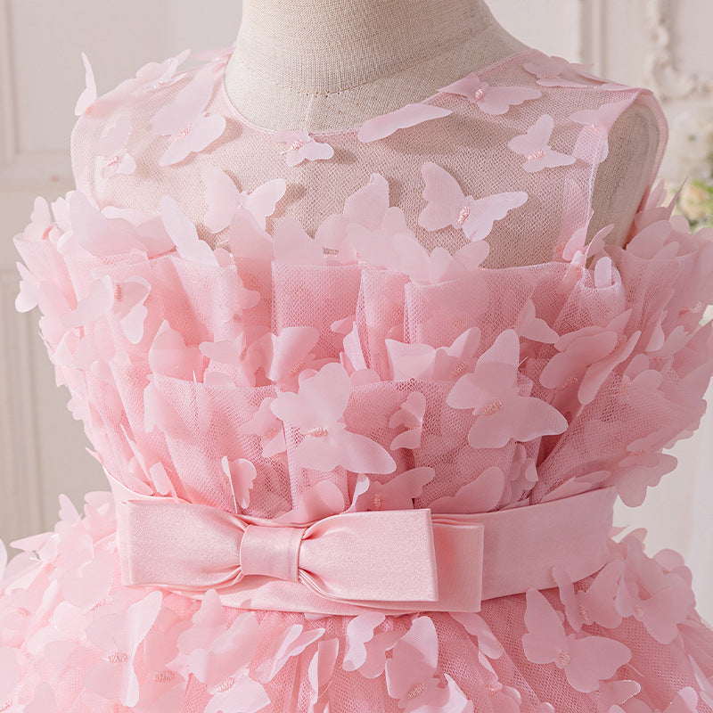Girls' princess dress mesh children's formal dress for little and middle-aged children, host, performance, birthday party, piano recital costume, kids' skirt