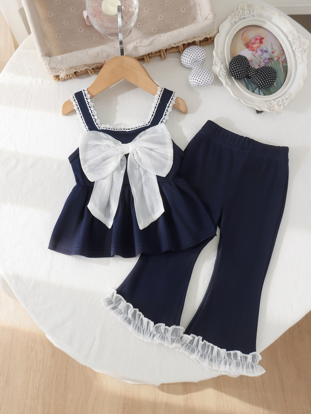 Baby clothing kids set children outfit blue suspender tops+pants children's clothing