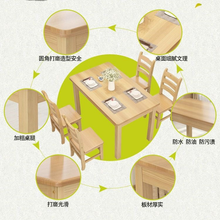 Solid wood dining table for home, small apartment, minimalist modern rectangular table, dining table for commercial restaurants and cafes