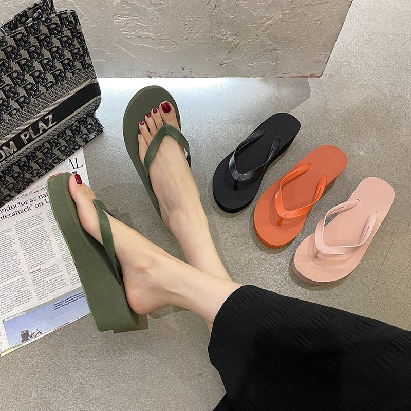 2026 summer new women's outdoor slides, platform beach sandals, summer thick-soled height-increasing flip-flops, fashionable beachwear
