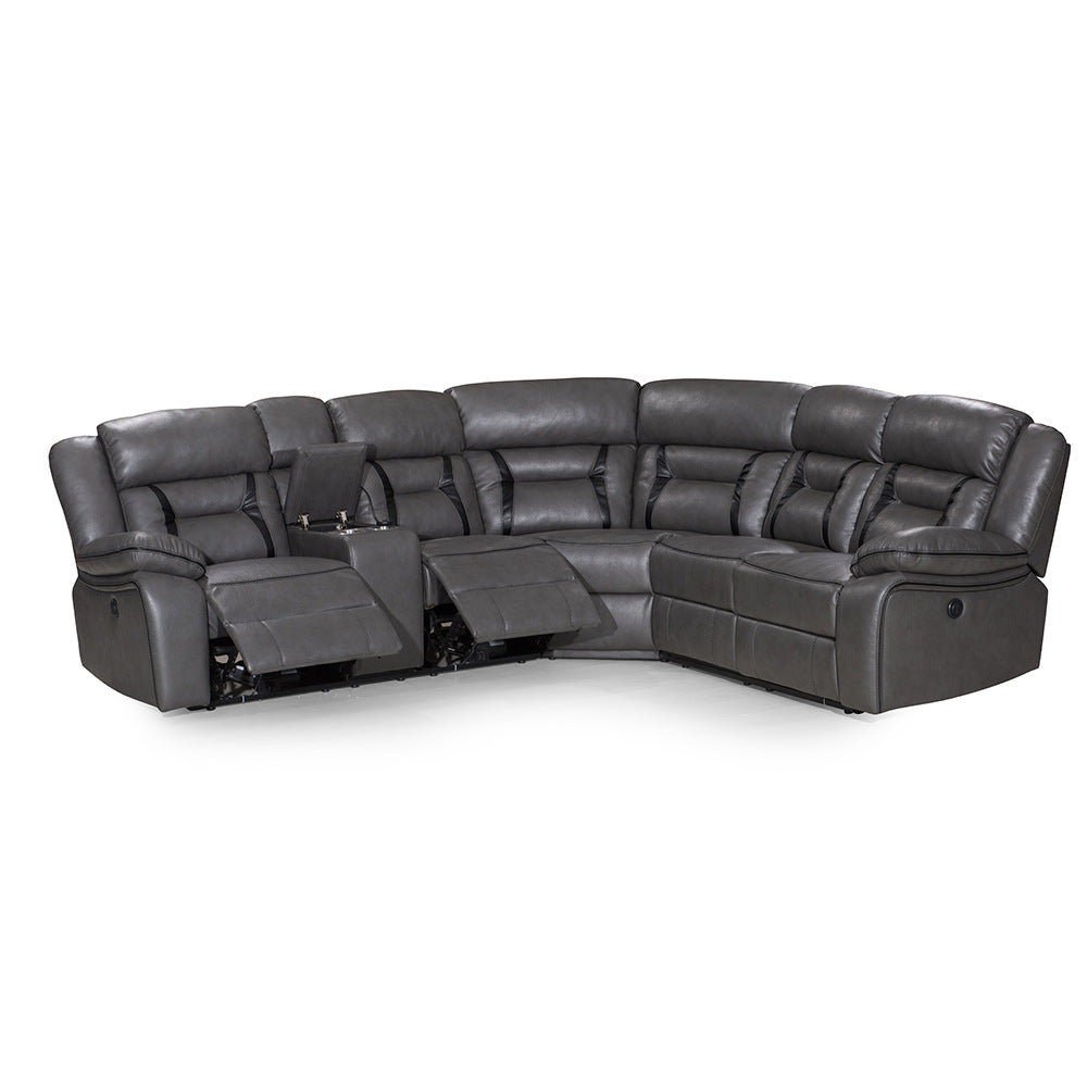 Electric multifunctional leather & fabric sofa - large apartment corner sectional - modern minimalist design - direct sales recliner - smart functionality