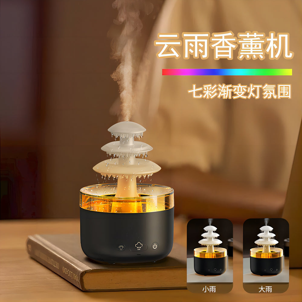 Colorful cloud rain aromatherapy diffuser - home air purifier, usb ambient light, raindrop humidifier, essential oil diffuser