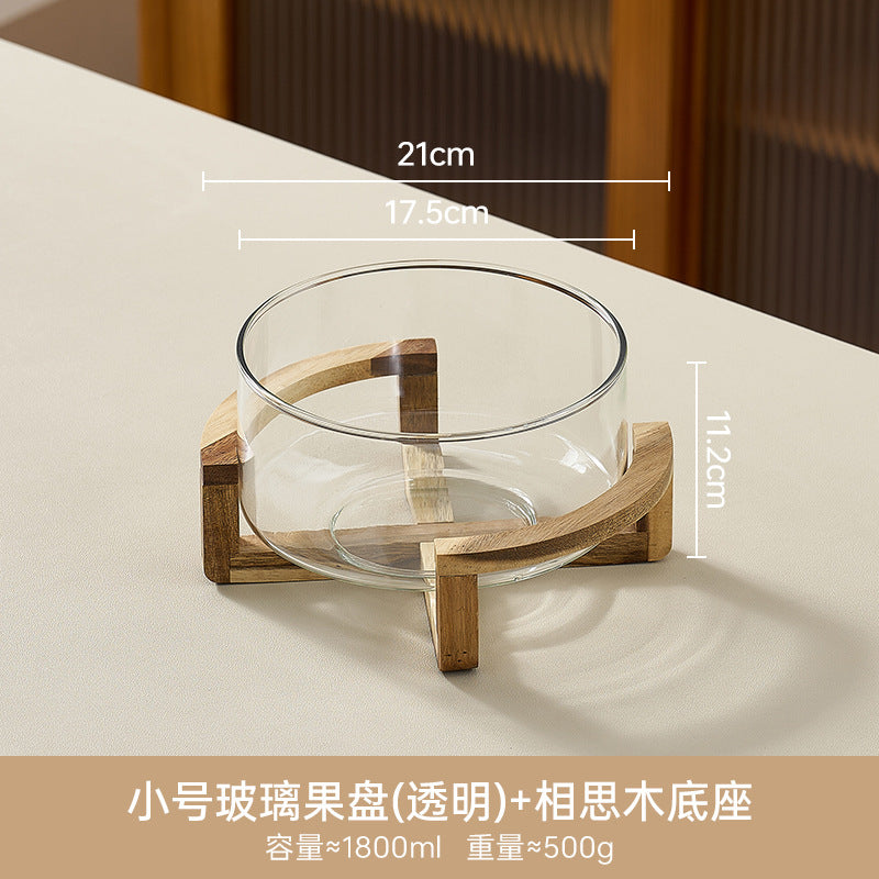 Glass fruit bowl salad bowl with stand - ideal for hotel reception, ktv buffets, home use, welcome snacks, candy storage, and fruit serving