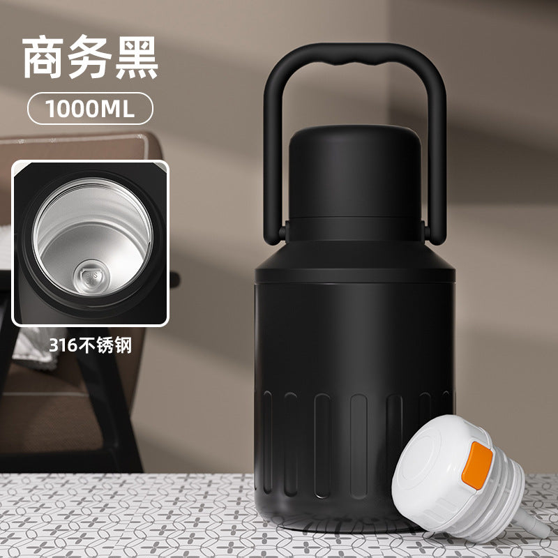 316 stainless steel thermos cup portable carrying kettle large capacity women's cup outdoor good-looking double drinking handle kettle