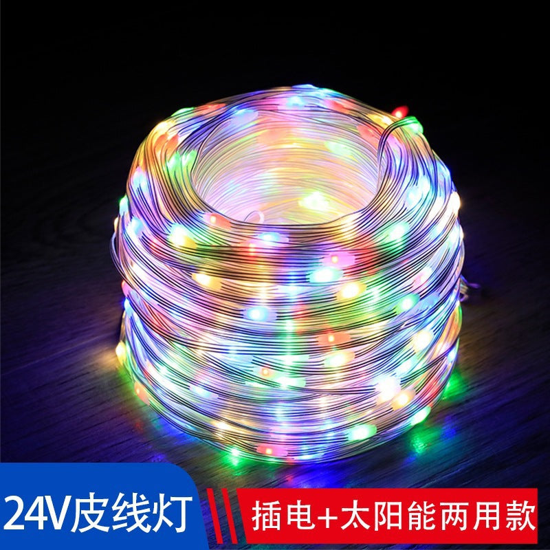 LED solar leather line light outdoor waterproof lantern Christmas garden decoration light holiday light string lighting engineering light