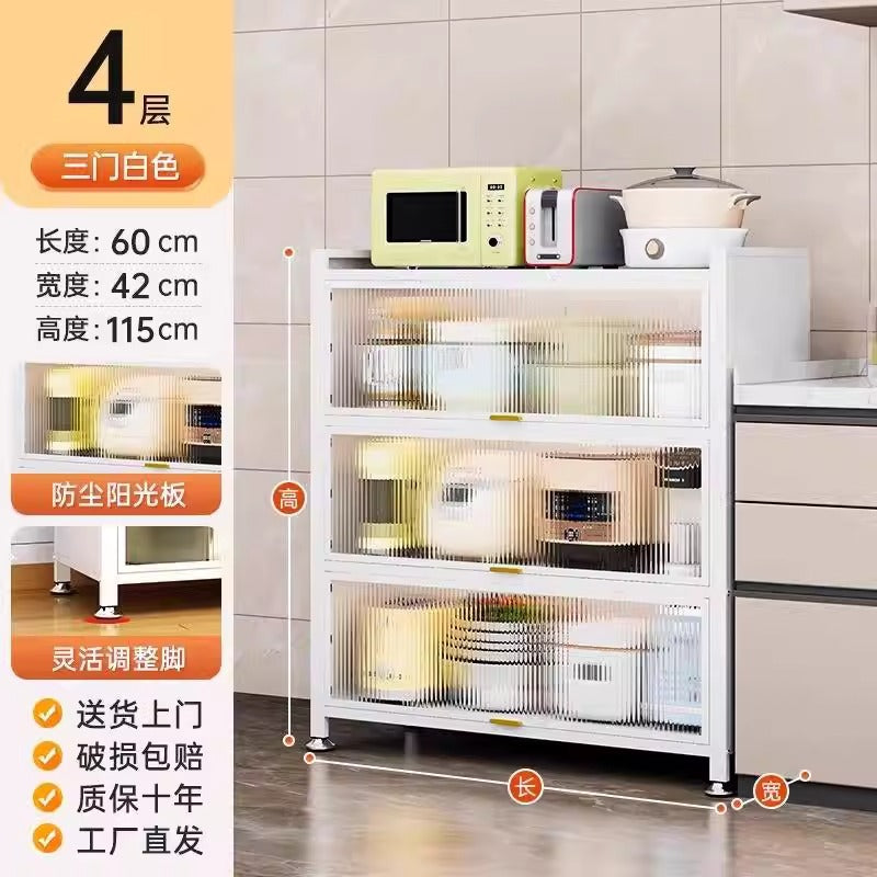 Kitchen floor-standing multi-layer storage rack storage cabinet multi-functional cabinet pot rack cupboard sandwich style sideboard